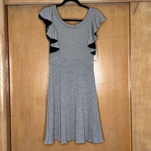 Free People Womens Gray Dress Ruffle Sleeves Size Small